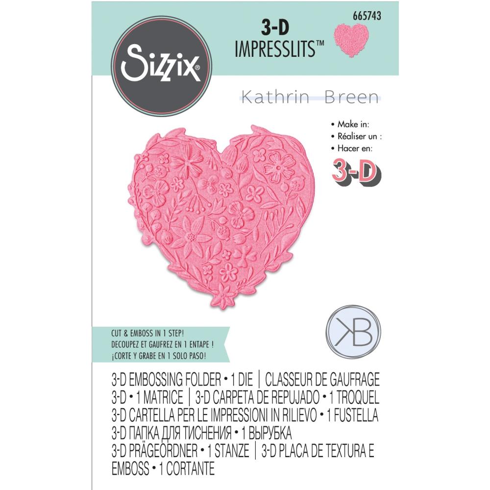 3-D IMPRESSLITS EMBOSSING FOLDER  Floral Heart
