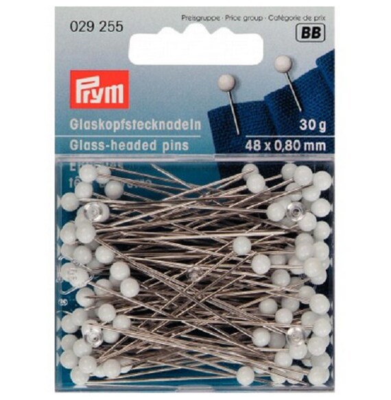 Špenadle sa staklenom glavom, 0,8x48mm, 30g