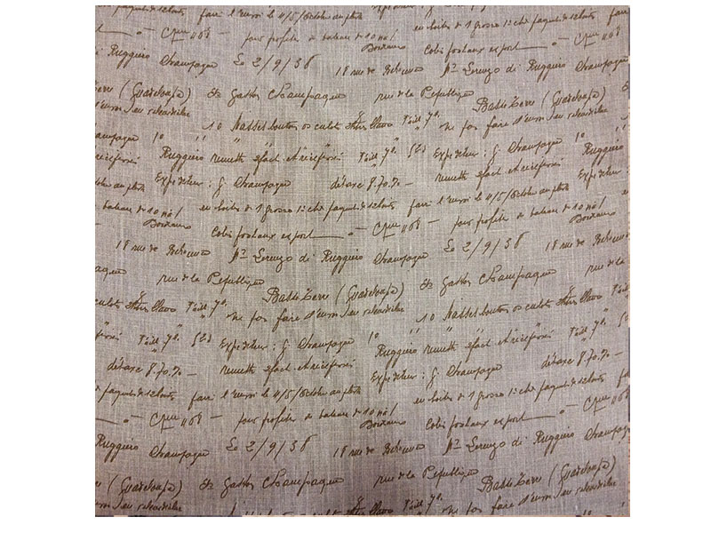 Laneno platno- Blue letters