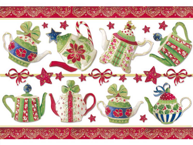 Papir za Decoupage - Gold -X'MAS Tea Pots