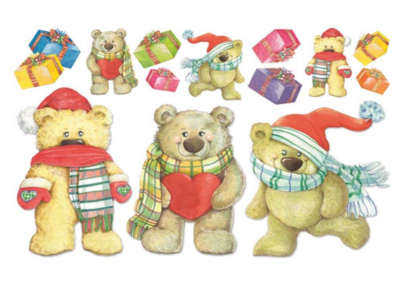 Papir za Decoupage - Teddy Bears with hearts