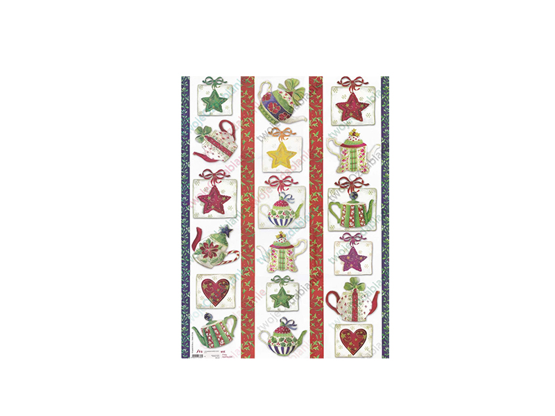 PAPIR ZA DEKUPAŽ 50x70 - Christmas Teapots