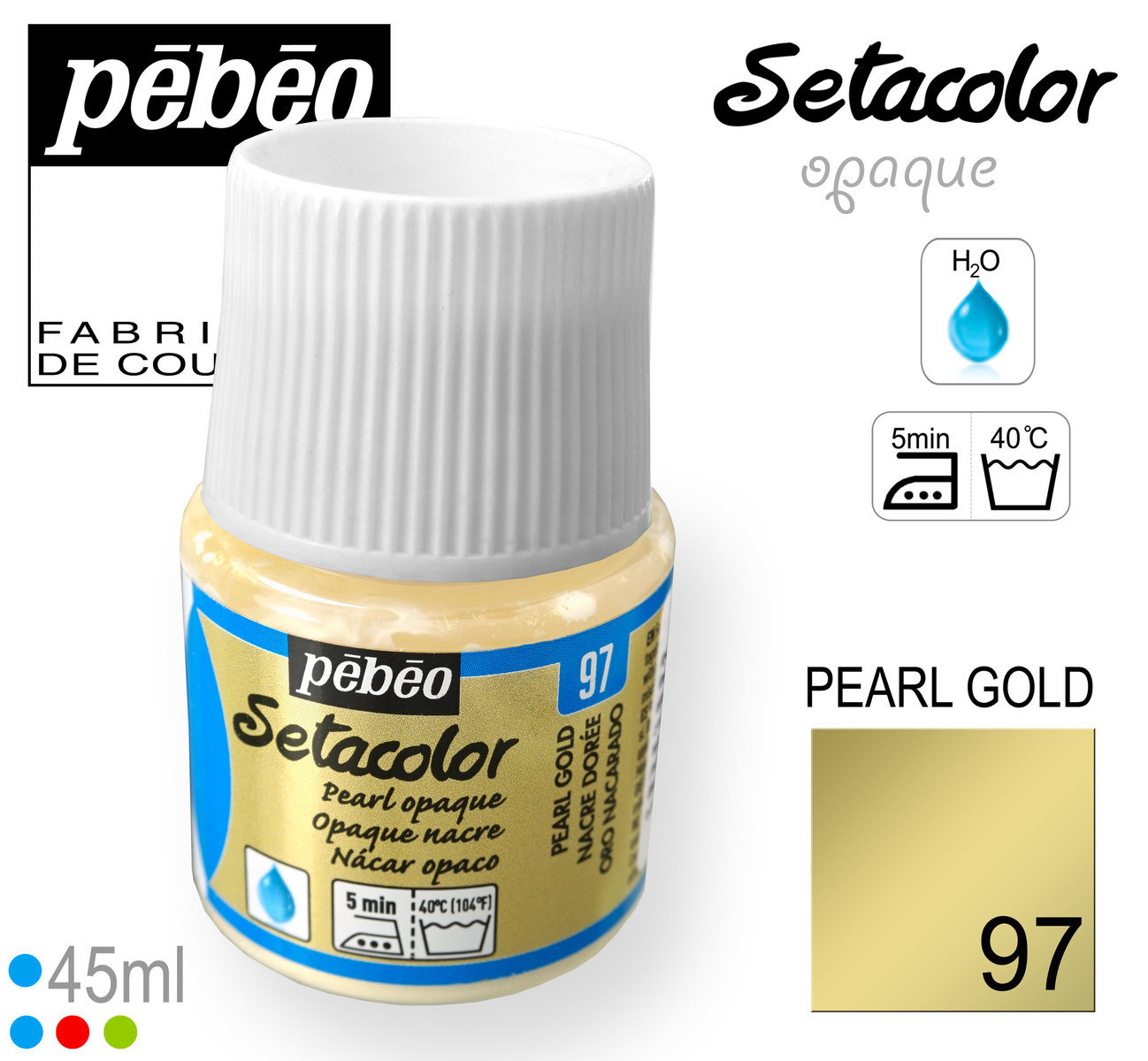PEBEO SETACOLOR PEARL OPAQUE 45ML PEARL GOLD