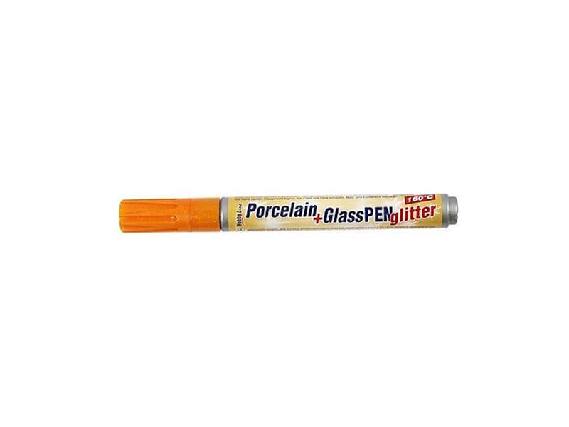 Porcelain + Glass Pen Glitter - Orange