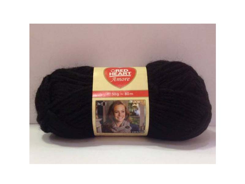 RED HEART Amore - Crna  50% vuna, 50% akril