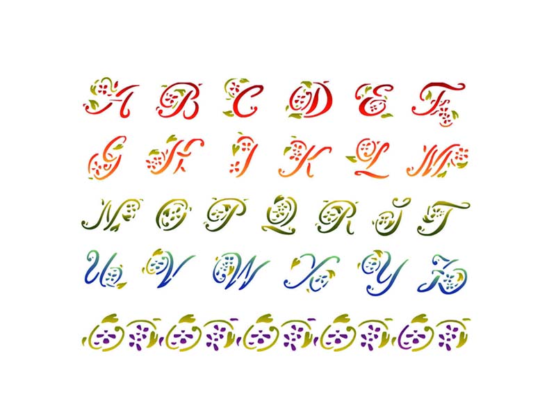 ŠABLON 30x44 Floral alphabet