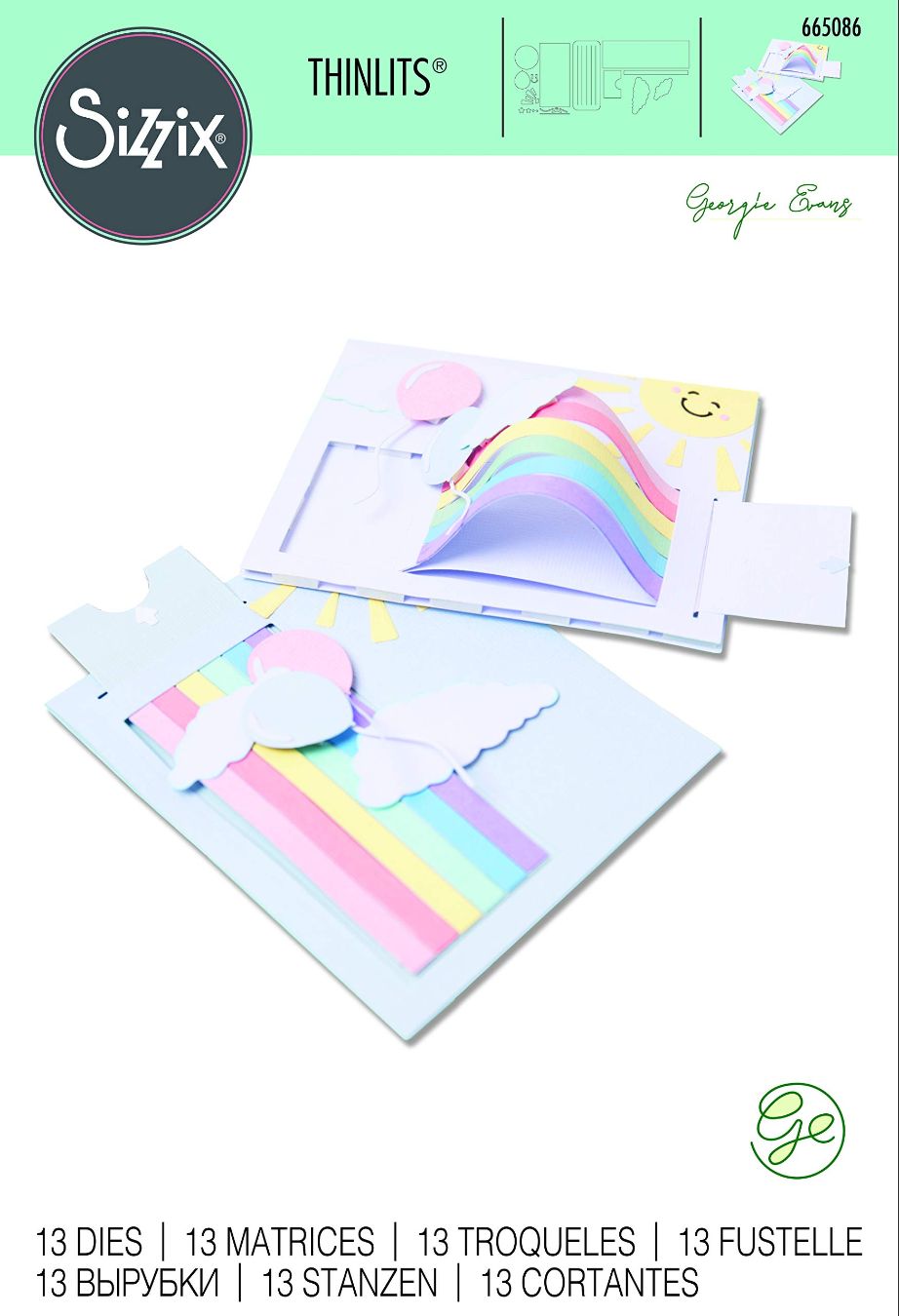 SIZZIX THINLITS SEKAČ-SET SE SASTOJI OD 13 DELOVA  Rainbow Slider Card