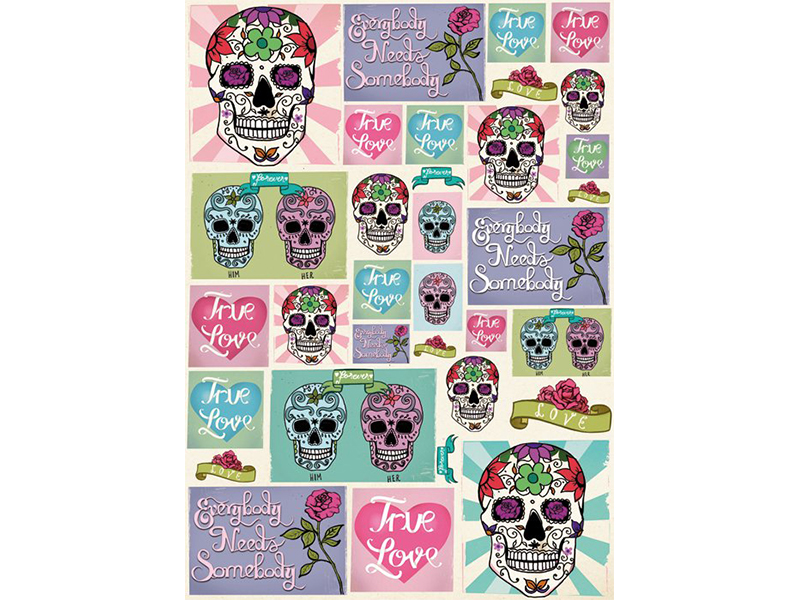 Štampani filc - Skull colori pastell