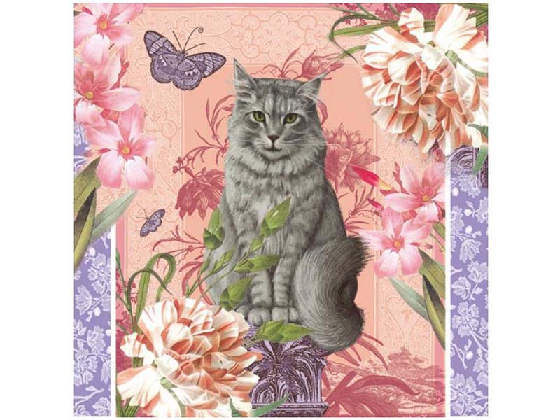 Štampani filc - Striped Texture with Cats