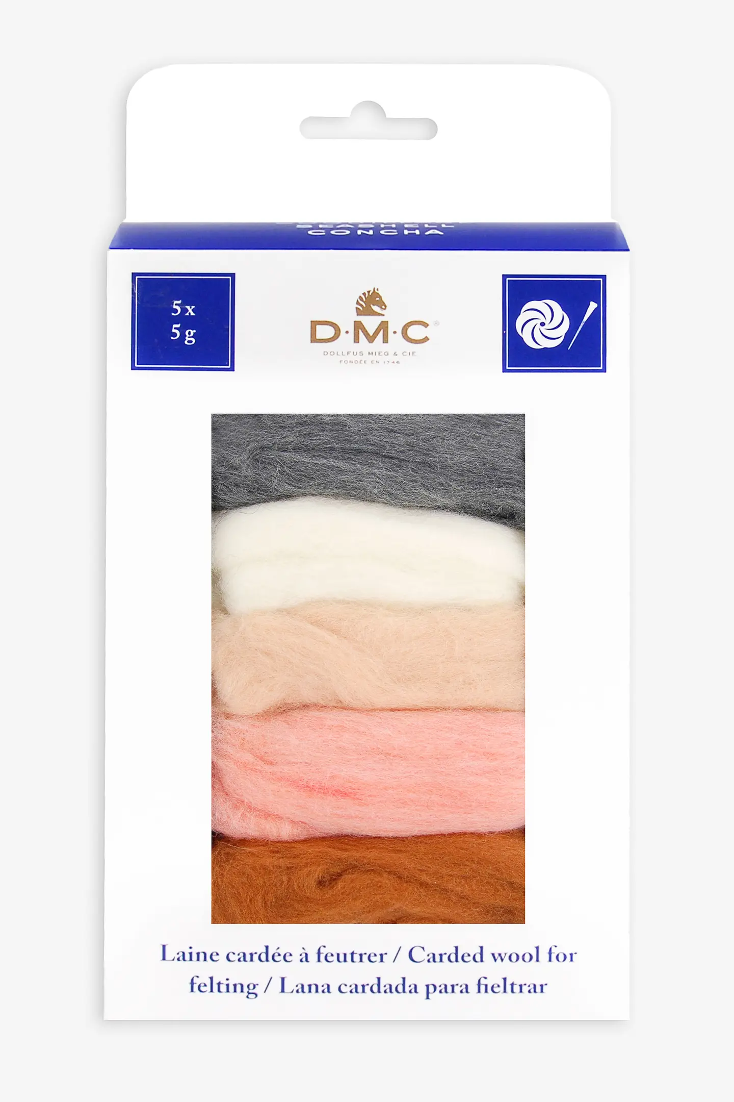 Vuna za filcanje - boje školjki, 5 x 5g
